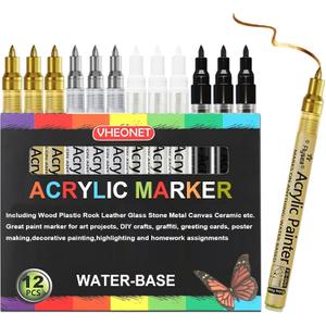 Fine Tip Markers, 0.7mm Extra Fine Point Paint Pen - Great for Greeting Cards,Ornament,Decor,Ceramics,Canvas, DIY Crafts & Art Projects(3 Gold &3 Silver &3 Black &3 White)