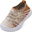 FEETCITY Toddler Slip On Shoes Boys Girls Wide Toddler Tennis Shoes Sports Walking Sneakers (4.5 Toddler, Brown)