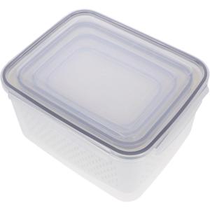 ABOOFAN 4-Piece Multi-Functional Storage Container Set Airtight and Breathable Drainage Sturdy Plastic for Refrigerator Organization and Outdoor Picnics