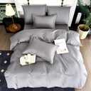 Amolavet Hotel Duvet Cover King Size Cotton Dark Grey Satin Pin Striped with Zipper  Duvet Cover King 3 Pcs Set 104x90 (1 Duvet Cover & 2 Pillow Shams)  Comforter/Quilt Cover King Size