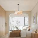 MIXL-Imitation Silk Pendant Light,White Shade Fabric Minimalist Chandelier,Dining Table Hanging Light Fixture,Wabi Sabi Style Pendant Lamp for Living Room Bedroom, 19.69"W