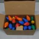 RECESKY C7 Bulbs Christmas String Lights with Remote - 50 LED 26ft Battery String Lights - Fairy Christmas Lighting for Outdoor Yard Wreath House Party Xmas Tree Christmas Decorations - Multi Color