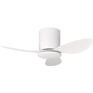 25 Inch Small Ceiling Fan Without Light, Low Profile, White, Medium
