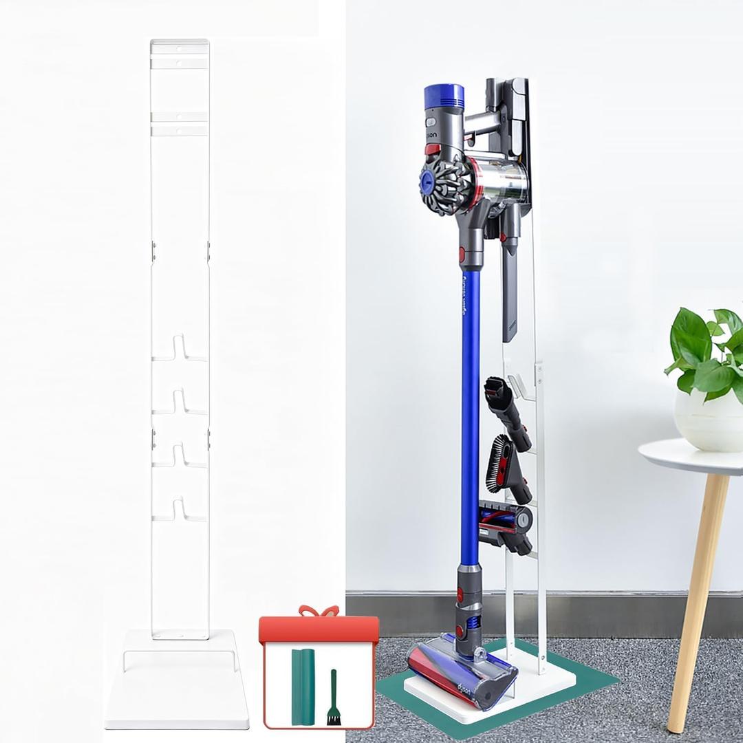 EZ SPARES Vacuum Stand Docking Storage Station,Compatible with Dys V6 V7 V8 V10 V11 V15 DC30 DC31 DC34 DC35 DC58 DC59 DC62 Cordless Vacuum Cleaners,Stable Metal Storage Bracket Holder(White)