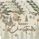 Artoid Mode Pine Branch Ornament Merry Christmas Placemats Set of 4, 12x18 Inch Seasonal Winter Table Mats for Party Kitchen Dining Decoration (Beige)