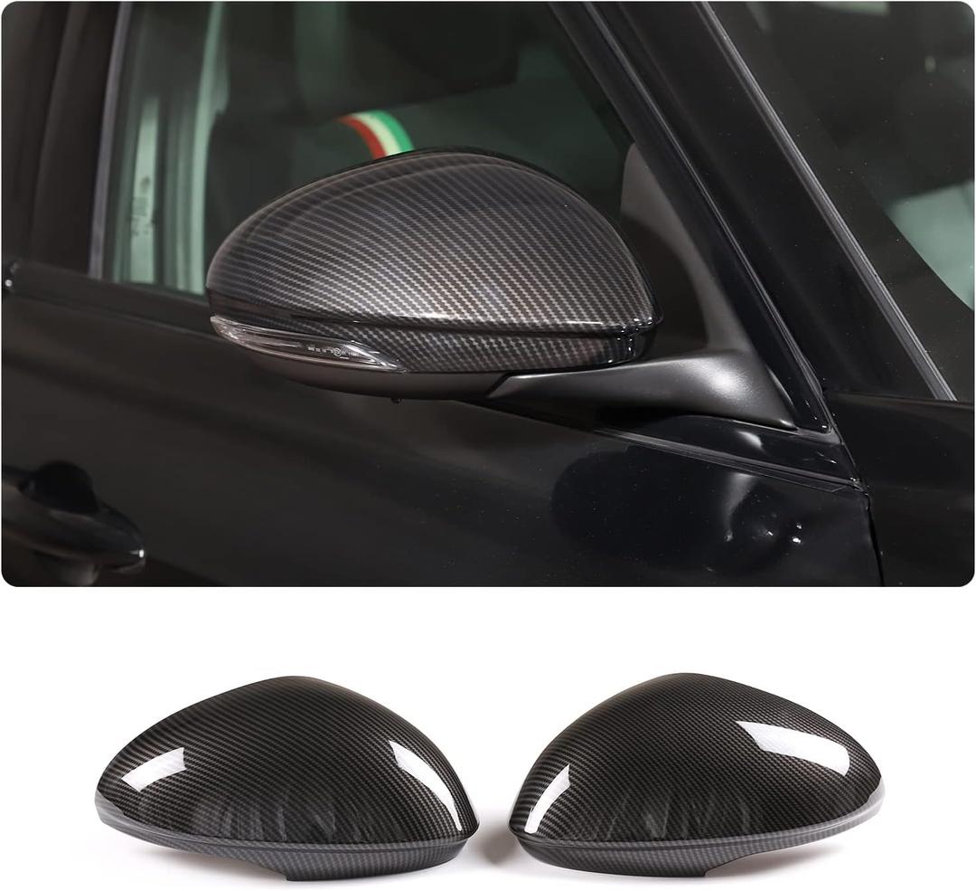 Door Side Mirror Cover Trim Caps Compatible with Alfa Romeo Giulia 2017-2024 Sideview Side Mirror Covers Decoration Accessories (Giulia-Carbon fiber pattern)