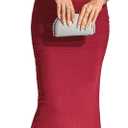 KUTUMAI Off The Shoulder Maxi Long Dress Corset Ruched Bodycon Formal Wedding Guest Dresses for Women (Red)