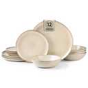 AmorArc Ceramic Dinnerware Sets for 8, 24Pcs Plates and Bowls Sets Dishes | Stoneware Handmade Reactive Glaze Dinner Set, Highly Scratch Resistant | Dishwasher & Microwave Safe Dishware