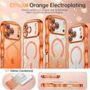 2 x BENTOBEN for iPhone 17 Pro Case Clear, [Compatible with MagSafe][Full Camera Protection][Cute Wave Frame][DIY Glitter Cardstock] Electroplated Wavy Shockproof 17Pro Phone Case 6.3", Cosmic Orange