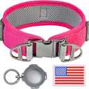 Durable 2-inch AirTag Dog Collar for Medium Dogs  Reflective, Heavy-Duty Metal Buckle, Comfortable Mesh Lining, Includes Patch and AirTag Holder (Pink, Medium: Fit 15" - 18" Neck)