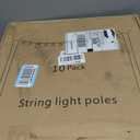 zoegi 10 Pack 10Ft String Light Poles,Light Poles for Outside Lights with Fork,Outdoor Brackets Hanging Lights,Metal Stand for Deck Patio,Backyard,Wedding,Deck,Party