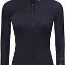 Wetsuit Top Women's 3mm Neoprene Wetsuits Jacket,Front Zipper Long Sleeves Diving Suit for Swimming,Snorkeling,Scuba Diving,Surfing (3FT-WM-M)