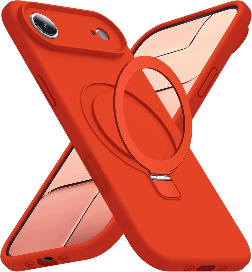 SKYLMW Compatible with iPhone 17 Air Case with Magnetic Invisible Stand Compatible with Mag-Safe Military Drop Tested Shockproof Silicone iPhone 17 Air Phone Cases for Women Men 6.6"Red