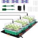 3-Pack Seed Starter Trays with Heat Mat, Seed Starter Kit with Grow Lights, 36 Large Cells Seed Germination Kit with Adjustable Humidity Vents for Indoor Plants Seeds Starting, Ideal Gardening Gifts (M3 with Heat Mat)