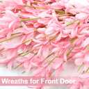 26 Inch Spring Wreaths for Front Door Large Valentines Spring Door Wreath Easter Wild Floral Summer Wreaths Outside All Season for Farmhouse Porch Wall Wedding Living Room Home Decor(Pink)