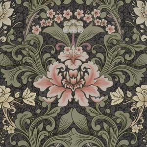 Abyssaly Vintage Floral Peel and Stick Wallpaper, Dark Green Mid Century Moody Contact Paper, Removable Self-Adhesive William Morris Flower Wall Murals for Bathroom Bedroom Home Decor 17.3in x 393.7in