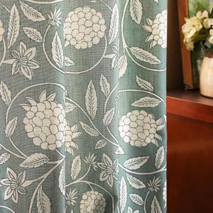 ISAENNE Vintage Gray Green Linen Cottage Curtains with Grommets,Semi Blackout Floral Home Decor Curtain for Living Room Kitchen Bedroom Window,2 Panels 53 Inches Wide by 79 Inches Long -Andrew