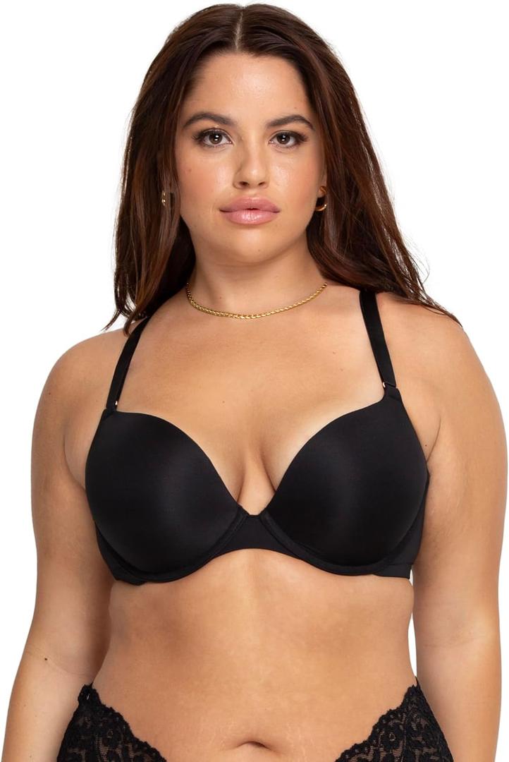 Smart & Sexy Women's Push-Up Bra  Comfortable Cotton and Spandex Fabric for Everyday Wear (38C, Black Hue (Silky Micro))