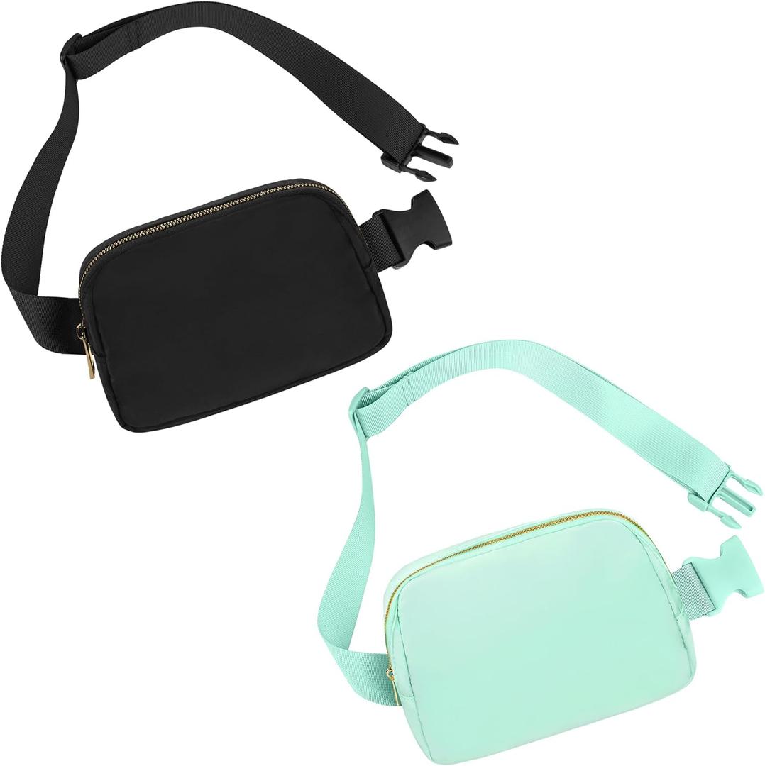 Waist Pack for Running Fanny Pack forWomen and Men Gift and Men Crossbody Belt Bag Bum Bag with Adjustable Strap for Sports Black+Light Green