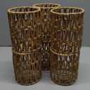 6 Pack Rattan Lamp Shade, Small Boho Lamp Shades Replacement, 5.9in Height, 5in Diameter, 1.53in Fitter, Cylinder Woven Lampshade for Floor Lamps, Pendant Light, Chandelier, Wall Sconces Light Fixture (Standard)