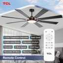 TCL Ceiling Fans with Lights and Remote: 8 Blades, Quiet Reversible DC Motor, Dimmable Super Bright LED, Noiseless Large Modern Fan for Room, Outdoor, Commercial and Industrial Use (Black, 72 Inch)