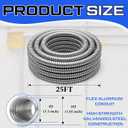 Wesiti 1.5" x 25 ft Galvanized Steel Flexible Conduit, Outdoor Electrical Conduit for Greenfield Wiring