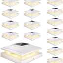 Solar Post Cap Lights Outdoor 16pack, Waterproof Fence Post Solar Lights for 4x4 5x5 6x6 Wood/Vinyl Posts, White Deck Post Lights with 2 Color Modes Decorate Garden Patio Porch Backyard