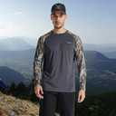 LOOGU Men's UPF 50+ UV Sun Protection SPF Rash Guard Lightweight Long Sleeve Shirts Outdoor for Fishing Hiking Swimming Running (Gray, XXXL)