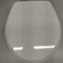 Mayfair Bennett Toilet Seat with Chrome Hinges, Slow Close Wood Seat, Secure Metal Hinges, Easy Install, Made in USA, Round, White