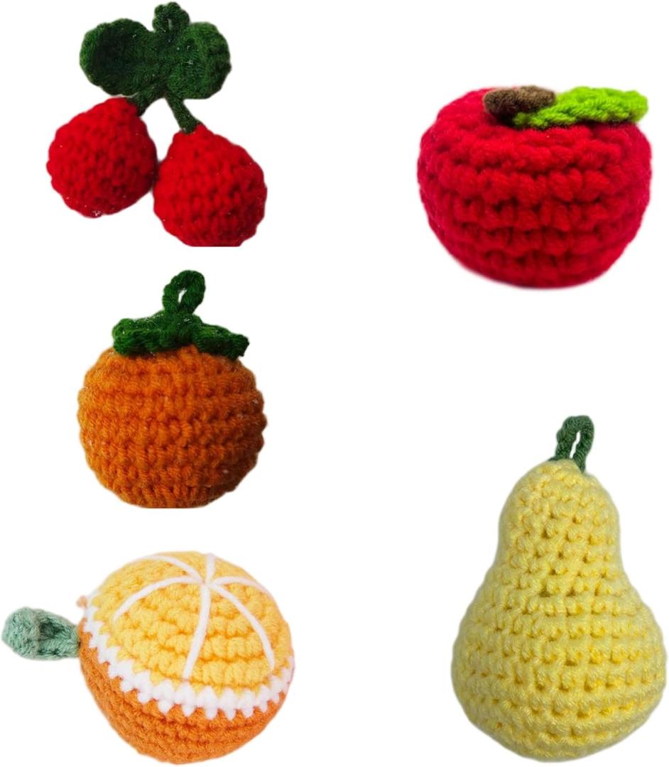 Handmade Crocheted Fruit Dolls, 5PCS Cute Little Decorative Charms, Gift Full of Positive Emotions, for Friends, Colleagues, Family, Love-Gift Box Perfect for Birthdays, Parties, and Holidays