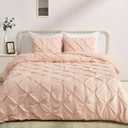 Amazon Basics Queen Size Comforter Set, All-Season Down-Alternative 3-Piece Bedding Set, Pinch Pleat Design, Full/Queen, Blush
