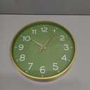 Wall Clock Green, 10 Inch Silent Wall Clocks Battery Operated-Modern Non Ticking Analog Clock Decorative for Kitchen Bedroom Office Bathroom(Gold)