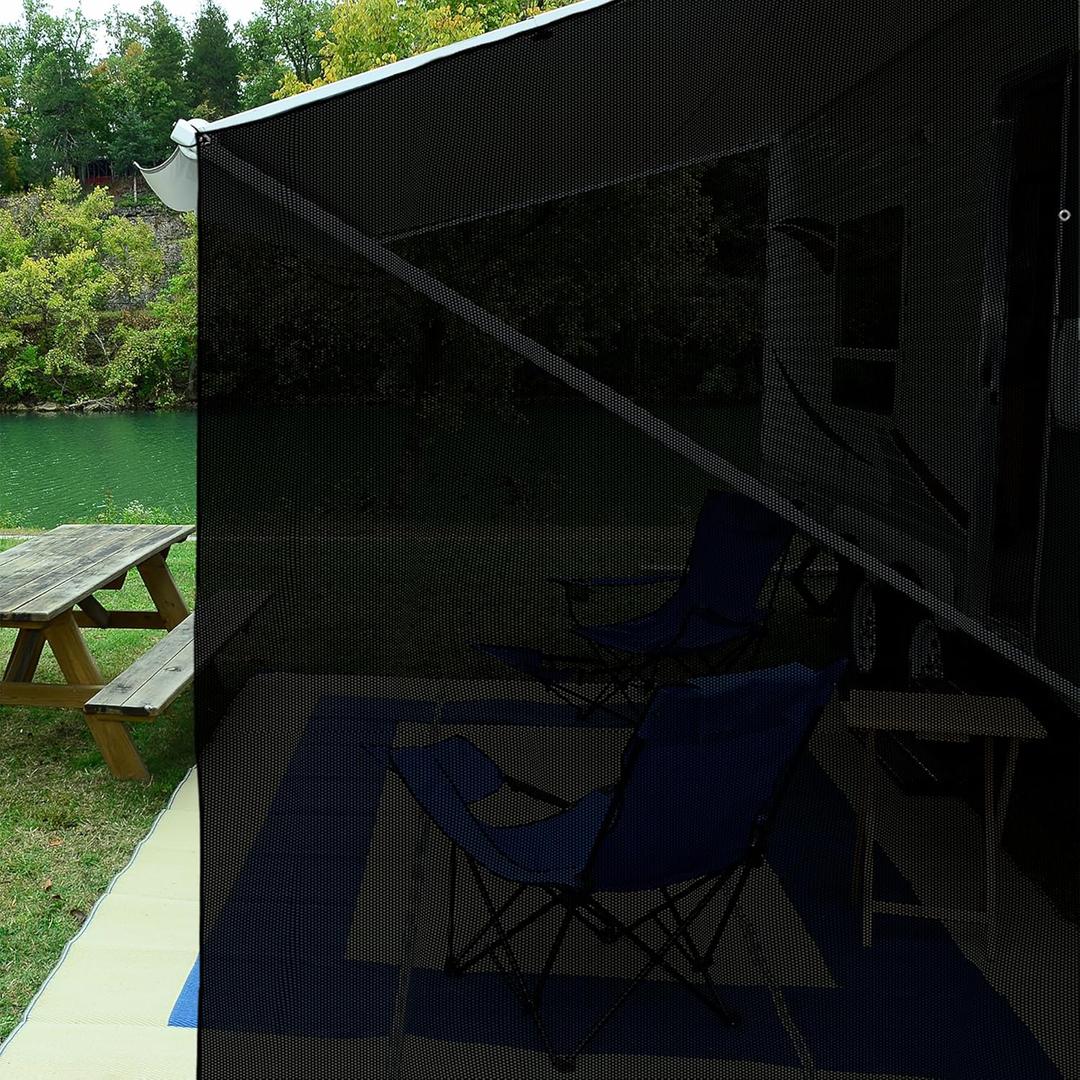 RecPro Rv Awning Side Sun Shade Screen for Side Panel | Black Mesh Screen Sunshade UV Sun Blocker (7 x 9 Drop)