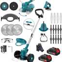 Cordless Lawn Mower & Weed Wacker Combo - 21V Electric Lawn Mower with 3 Blades, 2 Lithium Batteries, for Yard/Garden. Includes Gifts - Father's Day Present for Dad/Husband