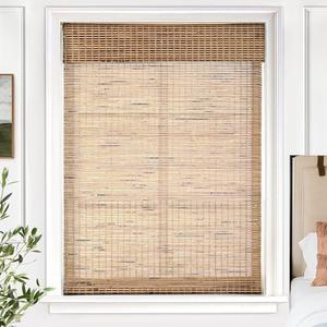 UNISHADES Cordless Bamboo Roman Shades for Windows, Blinds Size (42.5" W × 64" H) Colour (Light Filtering Tatami)