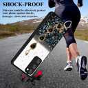 Phone Case for Samsung A03s, Glitter Star for Samsung Galaxy A03s Case Clear with Strap Chain, Shockproof Protective Cover Silicone Pink Slim Anti-Slip Drop Proof (Black)