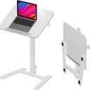 alawooder 25 Inch Mobile Folding Desk - No Assembly, Pneumatic Sit-Stand, 29-42" Height Adjustable Rolling Laptop Desk with Hidden Wheels, 0-90 Tilt Top for Home Office, Craft & Study