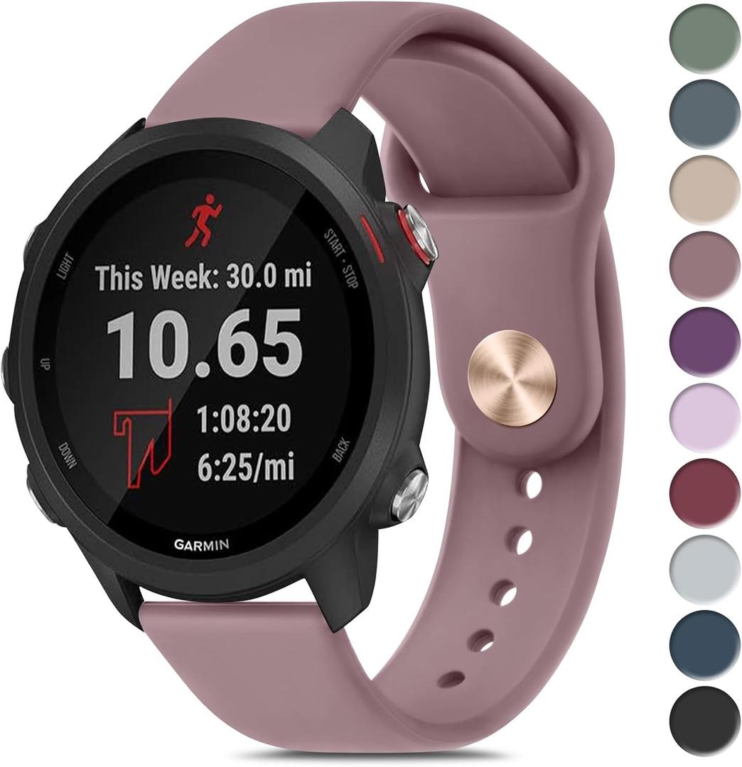 Meliya for Garmin Forerunner 245/55 Band, 20mm Replacement Band for Venu 2 Plus/Square/Vivoactive 3/Vivomove HR/Forerunner 645/245 Music (Smoke Violet)