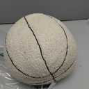 2023 New Offcourt Basketball Pillow, 11" Basketball Shaped Teddy Fleece Embroidered Throw Pillow Fuzzy Plush Toy Gifts for Kids Boys Girls (Beige)