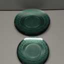 32 Pcs Transparent Green Plastic Plates, Elegant Floral Disposable Dessert Plates Combo Pack 7 inch Dessert Plate and 10 inch Dinner Plate, Fancy Green Dinnerware Set for Party, Wedding