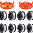 10 Pack Weed Eater String Compatible with Black+Decker, AF-100 0.065" Weed Wacker String Refill 240ft Automatic Feed String Trimmer Replacement Spool Line for Black&Decker(8 Spool+2 Cap+2 Spring)