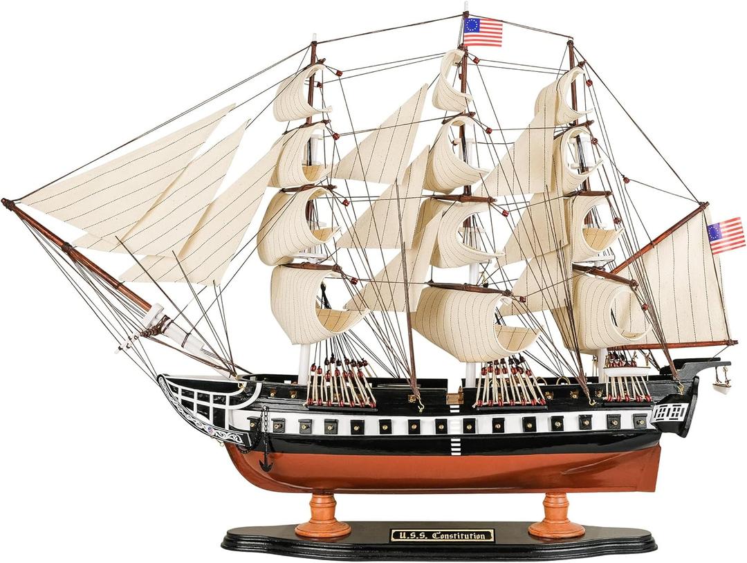SAILINGSTORY Wooden Model Ship USS Constitution 1/100 Scale Replica Frigate Sailing Warship Model Sailboat Decor (32")