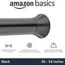 Amazon Basics Adjustable Sturdy Spring Tension Curtain Rod, No Drilling/No Holes, 36-54", Black, Classic Finial