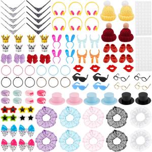 100Pcs Cute Rubber Duck Accessories to wear, Mini DIY Accessories for 2in Rubber Duck Decoration, Various Style - Hats Glasses Earphones Necklaces Crowns Bow Ties