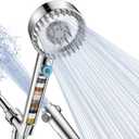 Filtered Shower Head with Handheld, High Pressure 4 Spray Mode Showerhead with Filters for Hard Water Softener, Hand held Shower Heads Filter with ON/OFF Switch for Pets, Remove Chlorine