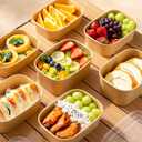 50-Pack 29oz Disposable Kraft Paper Bowlswith Lids and Forks,Meal Prep Containers Disposable Togo Food Deli Containers for Restaurant Supplies Take Out Containers, Microwave Safe for Hot/Cold Food