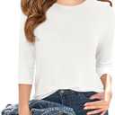 Haloumoning Girls Casual 3/4 Sleeve T Shirts Kids Crewneck Tops Fashion Tees 5-14 Years (9-10 Years)