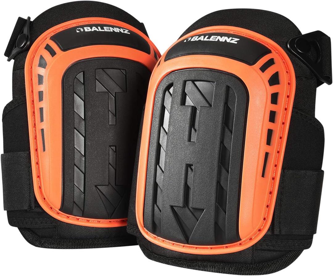 BALENNZ Professional Knee Pads for Work - Heavy Duty Foam Padding Gel Construction Knee Pads with Strong Double Straps Comfortable Knee Protection for Indoor and Outdoor Use , Knee High Orange