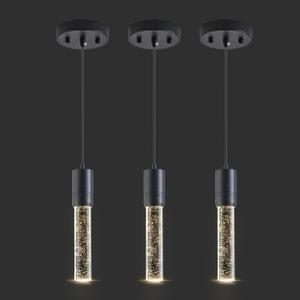 Black Pendant Lights Kitchen Island, Crystal Bubble Pendant Lights, Adjustable Modern Pendant Light Fixtures for Dining Living Room Bedroom 3 Pack