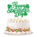 Cyodoos 5Pc Happy St. Patrick's Day Cake Topper Shamrock Cake Pick for St.Patricks Baby Shower Party Supplies Birthday Decorations - Green Color